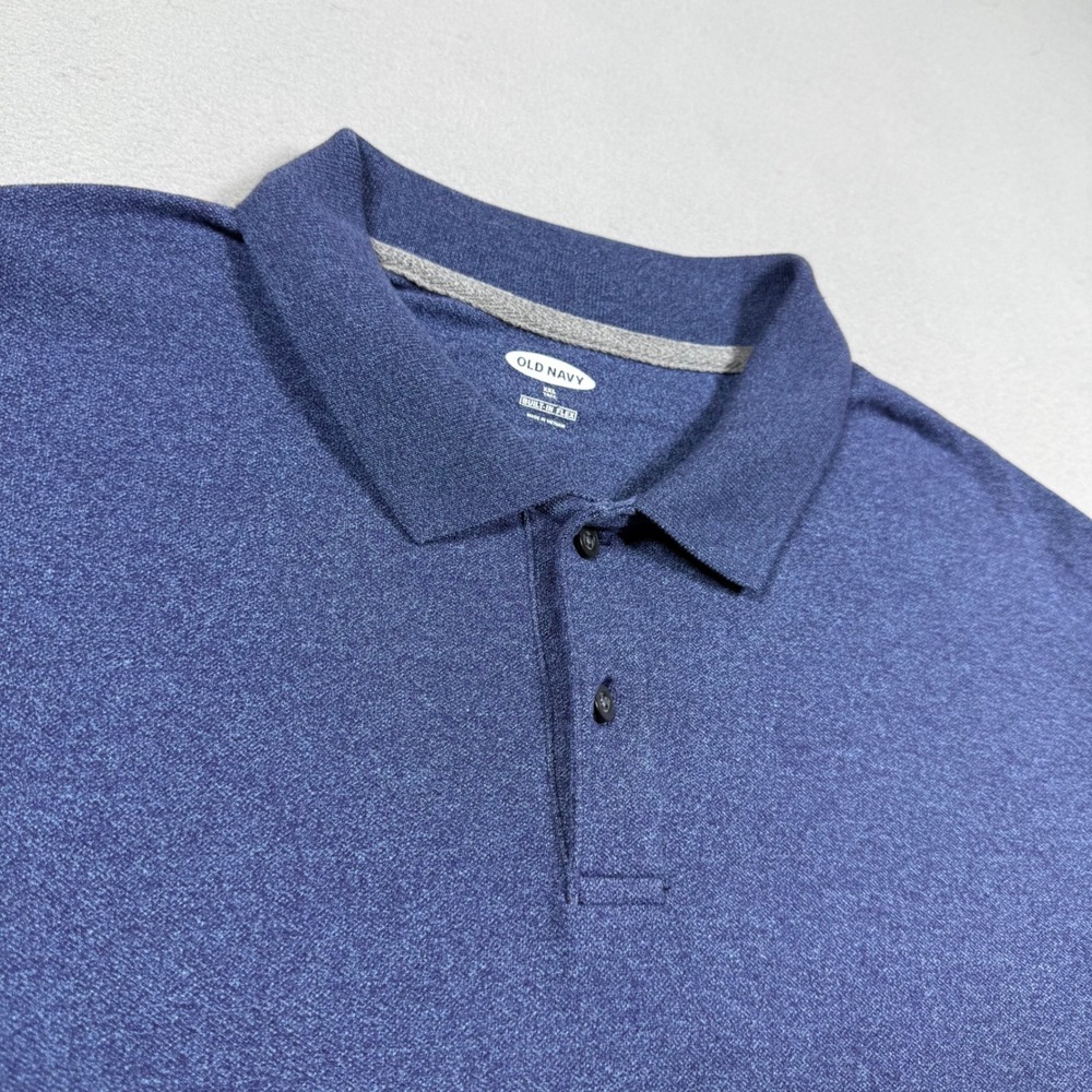 Old Navy Mens XXL Tall Blue Built-In Flex Short Sleeve Heathered Polo Shirt